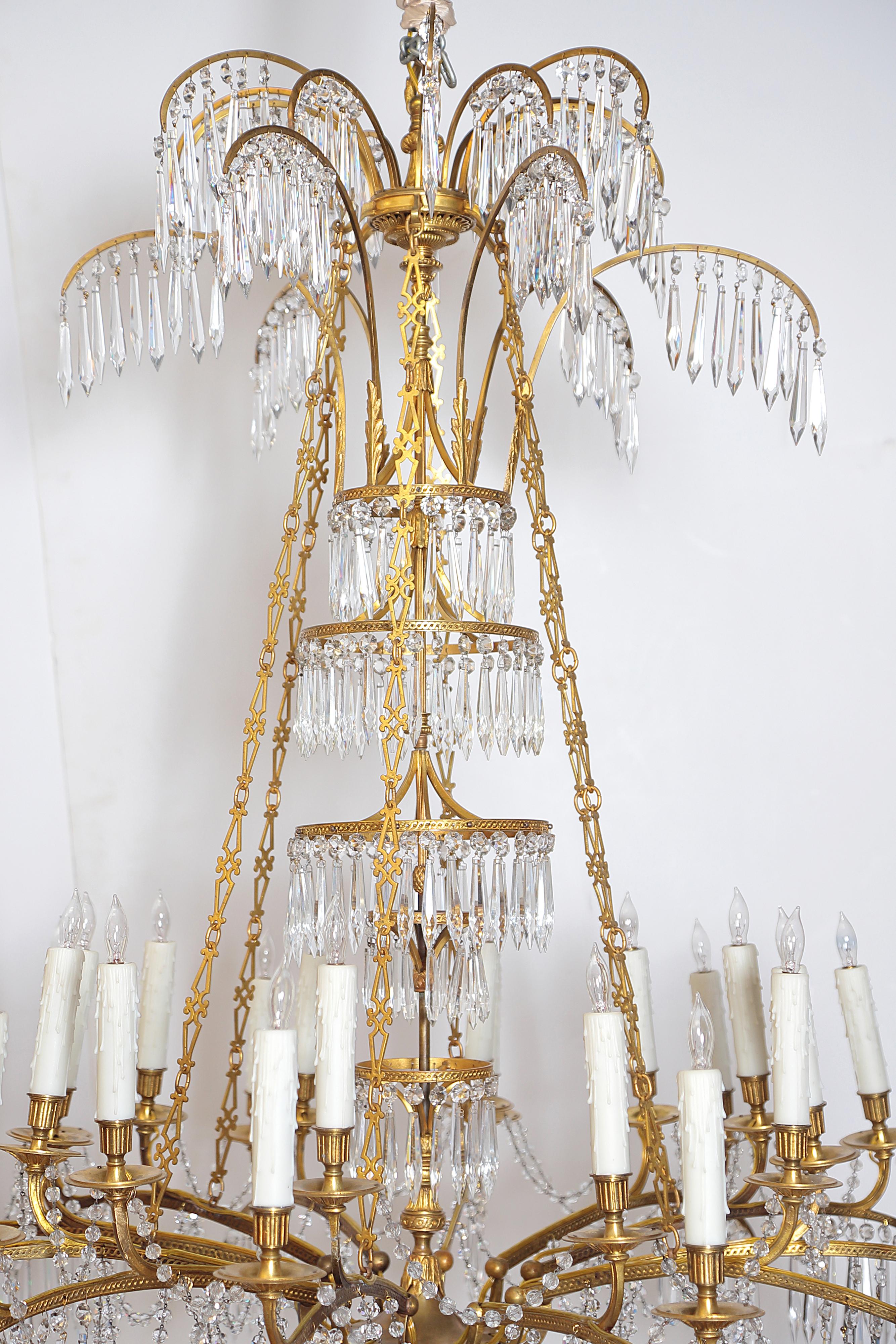 German Neoclassic Ormolu and Cut-Glass Twenty-Four Light Chandelier, circa 1795 1