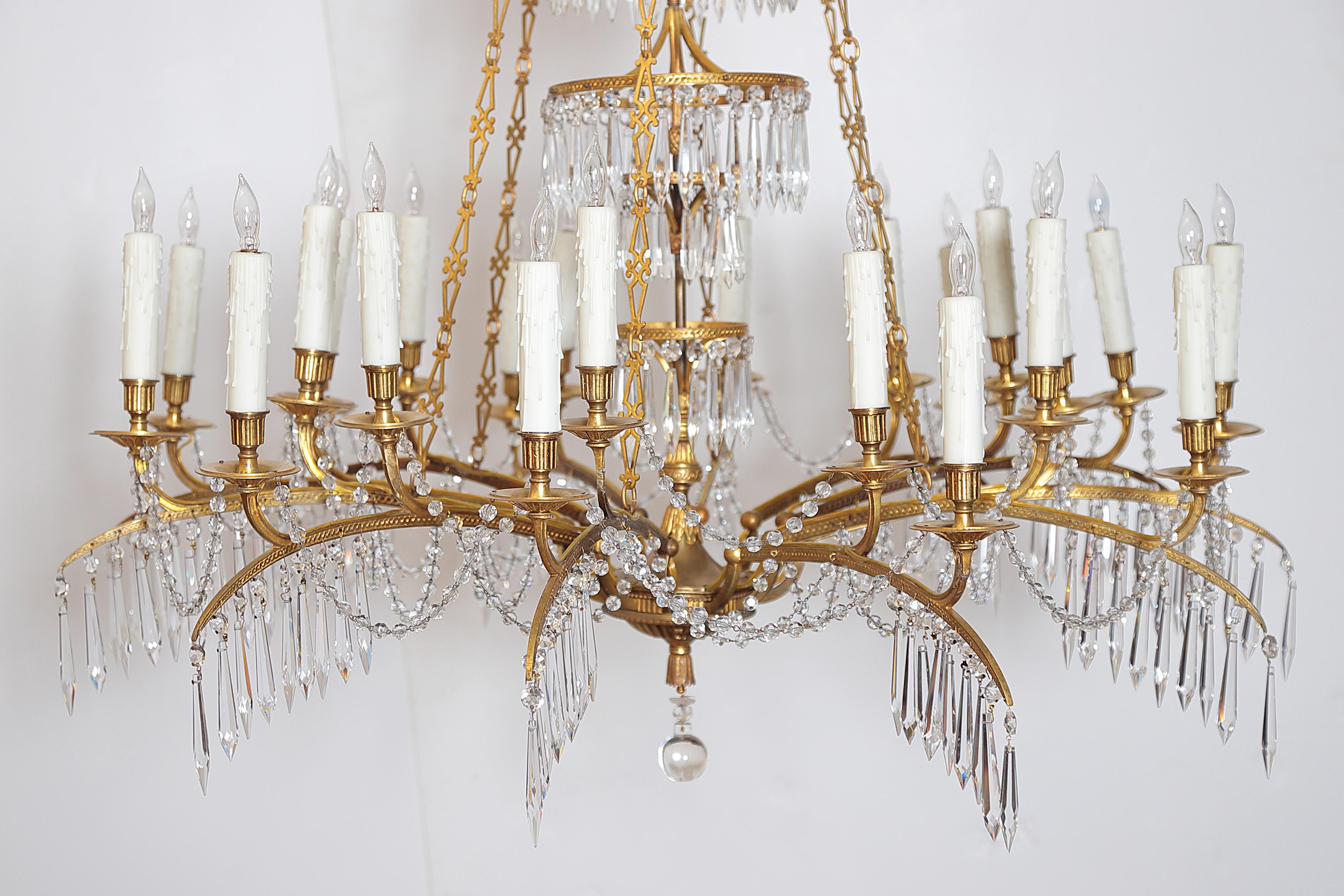 German Neoclassic Ormolu and Cut-Glass Twenty-Four Light Chandelier, circa 1795 2