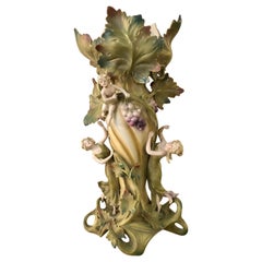 Vintage German Porcelain Figural Centerpiece Flower Vase