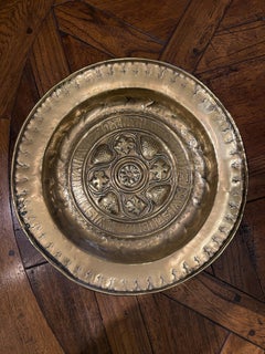 A German Repousse Brass Alms Dish, 17th Century