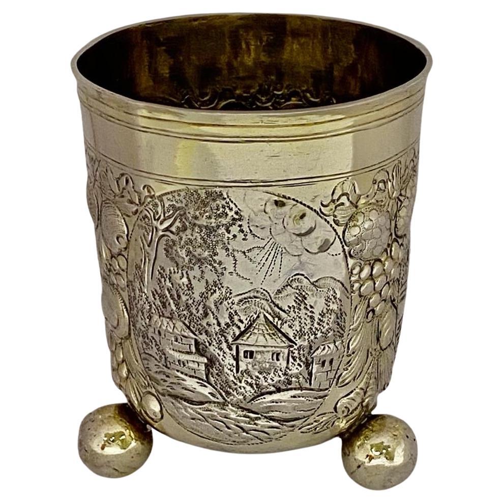 Late 17th Century German Silver Beaker, Makers Mark SBF,  Nuremburg, Circa 1670 For Sale