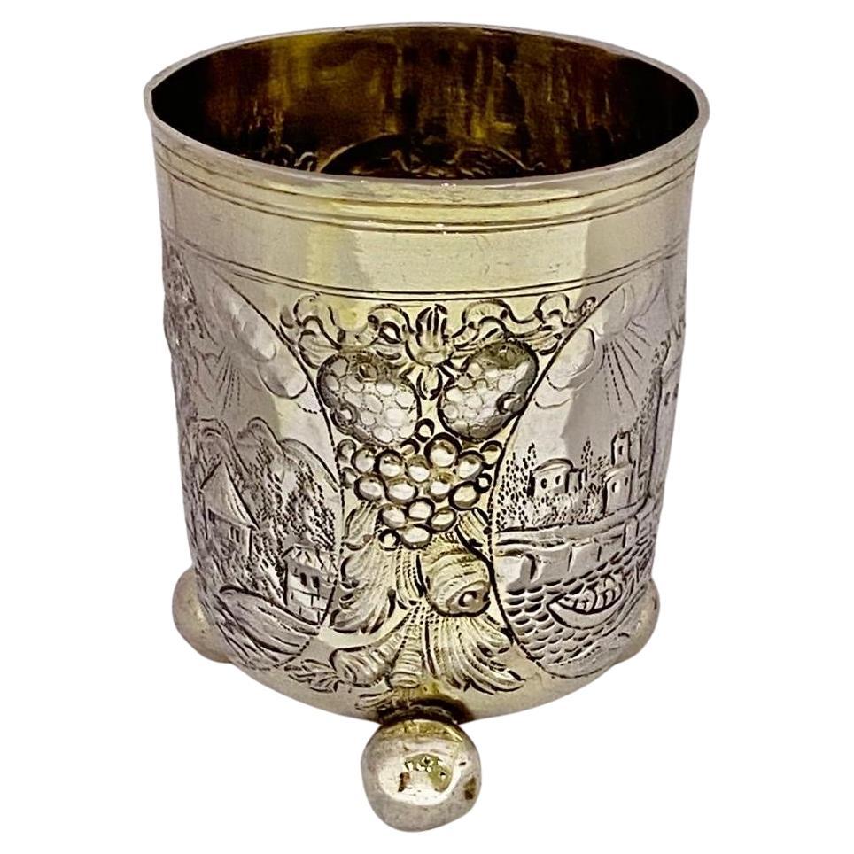Sterling Silver German Silver Beaker, Makers Mark SBF,  Nuremburg, Circa 1670 For Sale