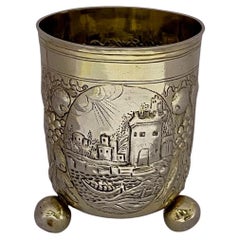 Antique German Silver Beaker, Makers Mark SBF,  Nuremburg, Circa 1670