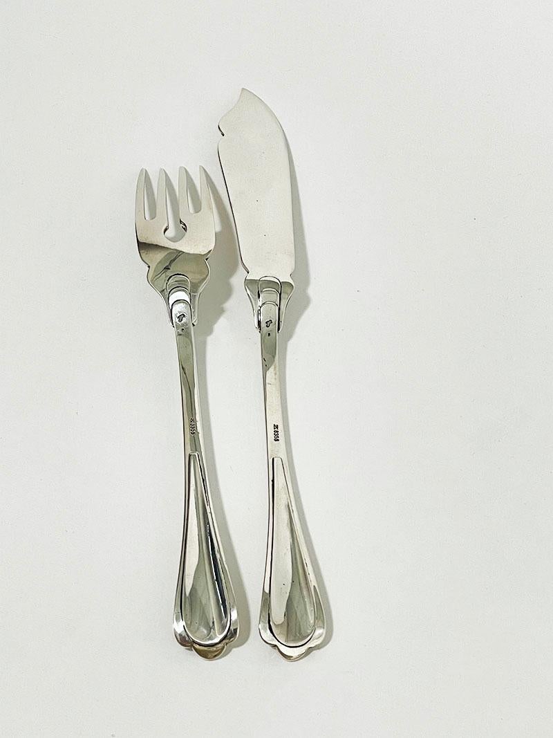 19th Century German Silver Fish Cutlery from Wilkens & Sohne, Bremen, 1886-1888 For Sale