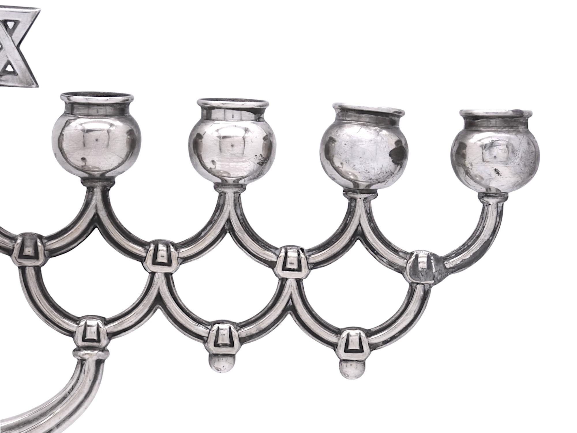 Menorah de Hannukah de plata alemana de Emil Hermann, hacia 1920 siglo XX