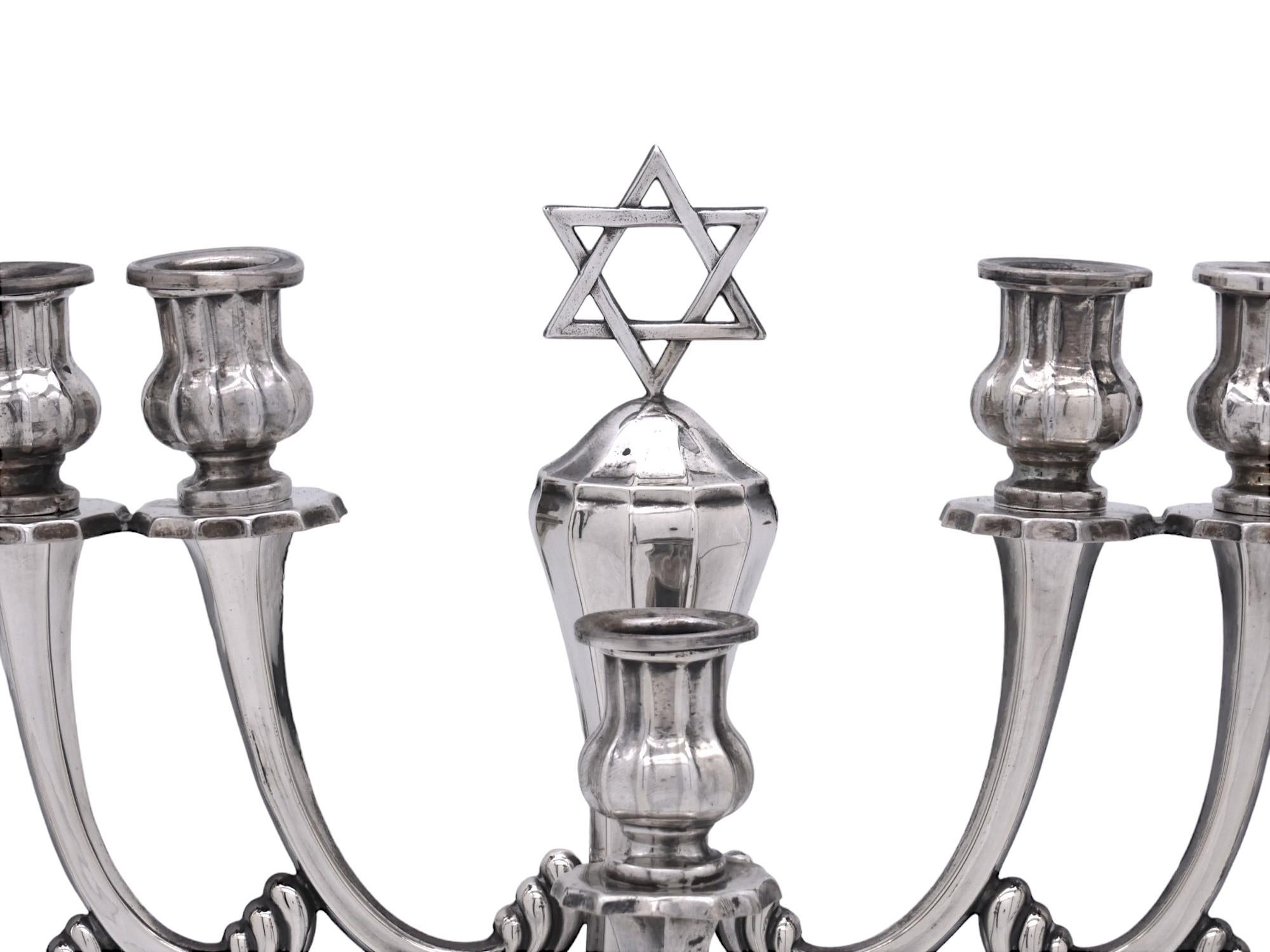 Menorah di Hannukah in argento di Gayer & Krauss, 1920 circa in vendita 2