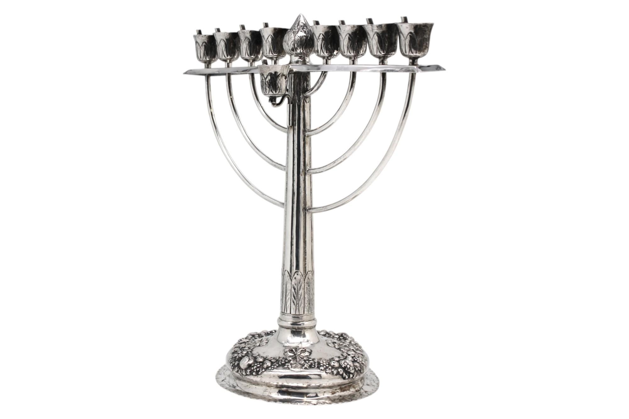 Repoussé A German Silver Hanukkah Lamp, Circa 1900 For Sale