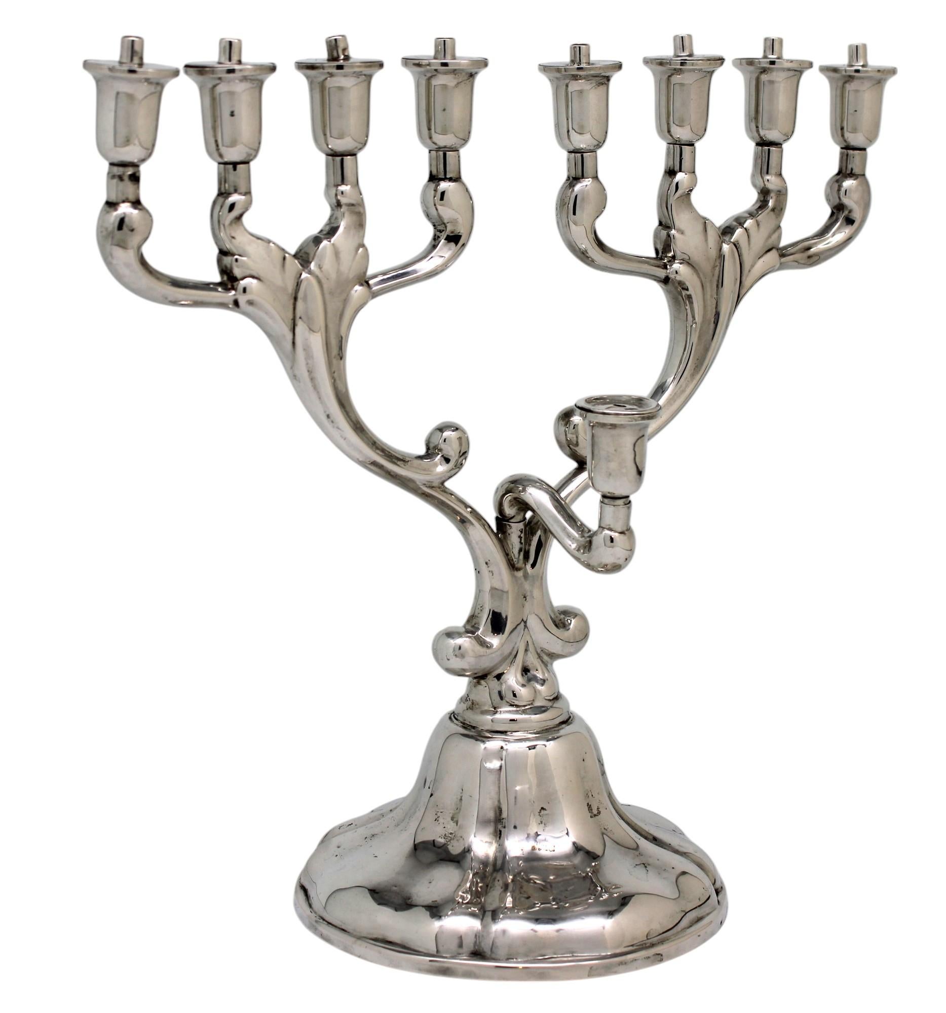 20th Century A German Silver Hanukkah Lamp, Circa 1950 For Sale