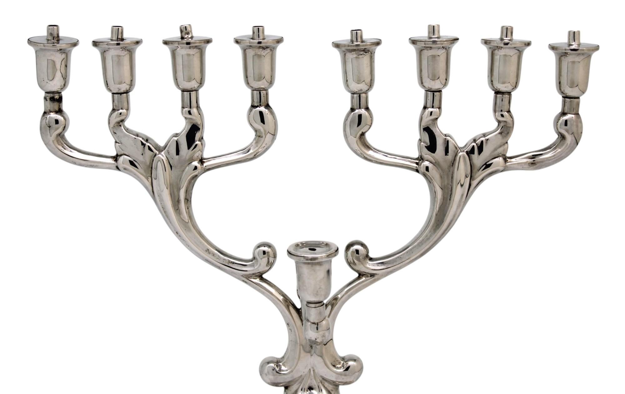 A German Silver Hanukkah Lamp, Circa 1950 For Sale 1