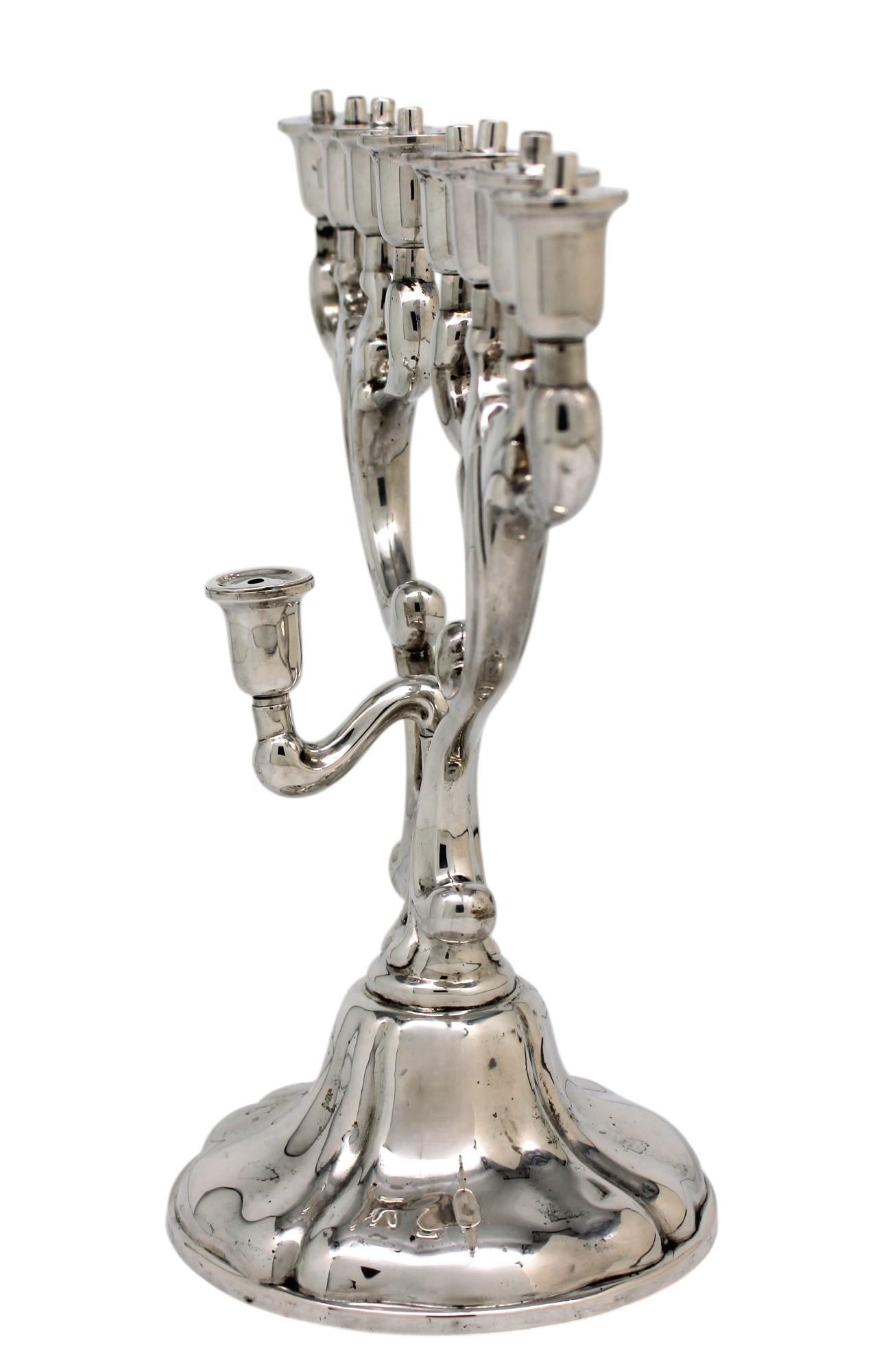 A German Silver Hanukkah Lamp, Circa 1950 For Sale 3