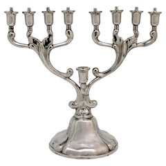 Lampe allemande Hanukkah en argent, vers 1950