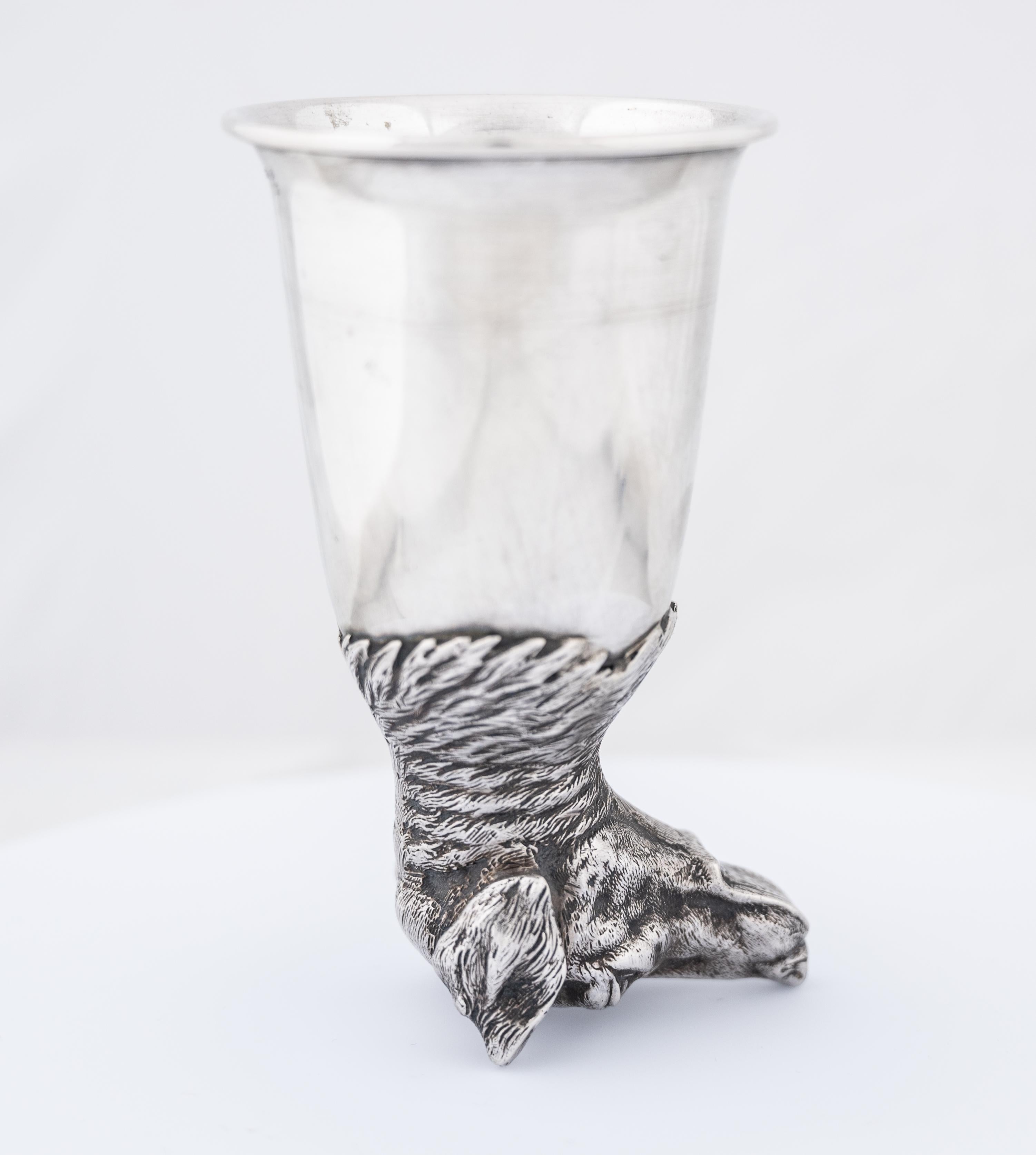 German Silver Hound Stirrup Cup by J. D. Schleissner & Söhne Retailed by Dior For Sale 4