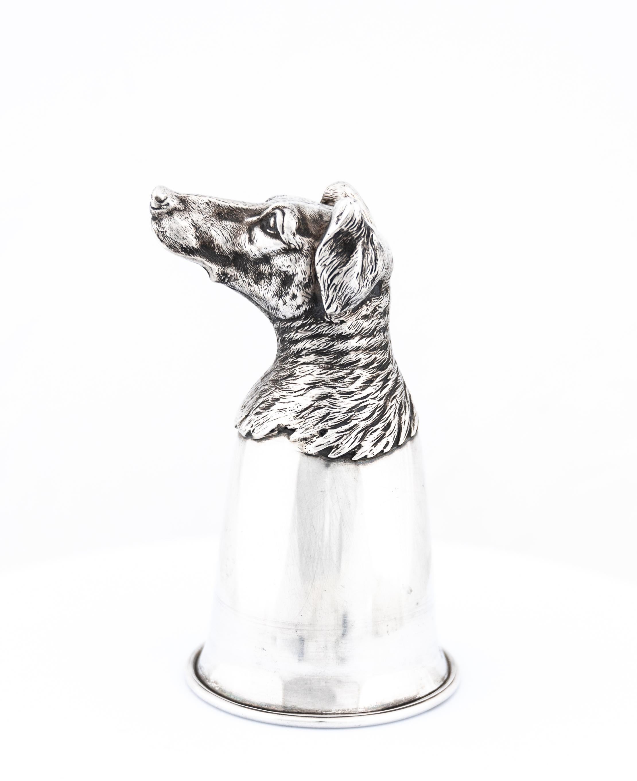 Hollywood Regency German Silver Hound Stirrup Cup by J. D. Schleissner & Söhne Retailed by Dior For Sale