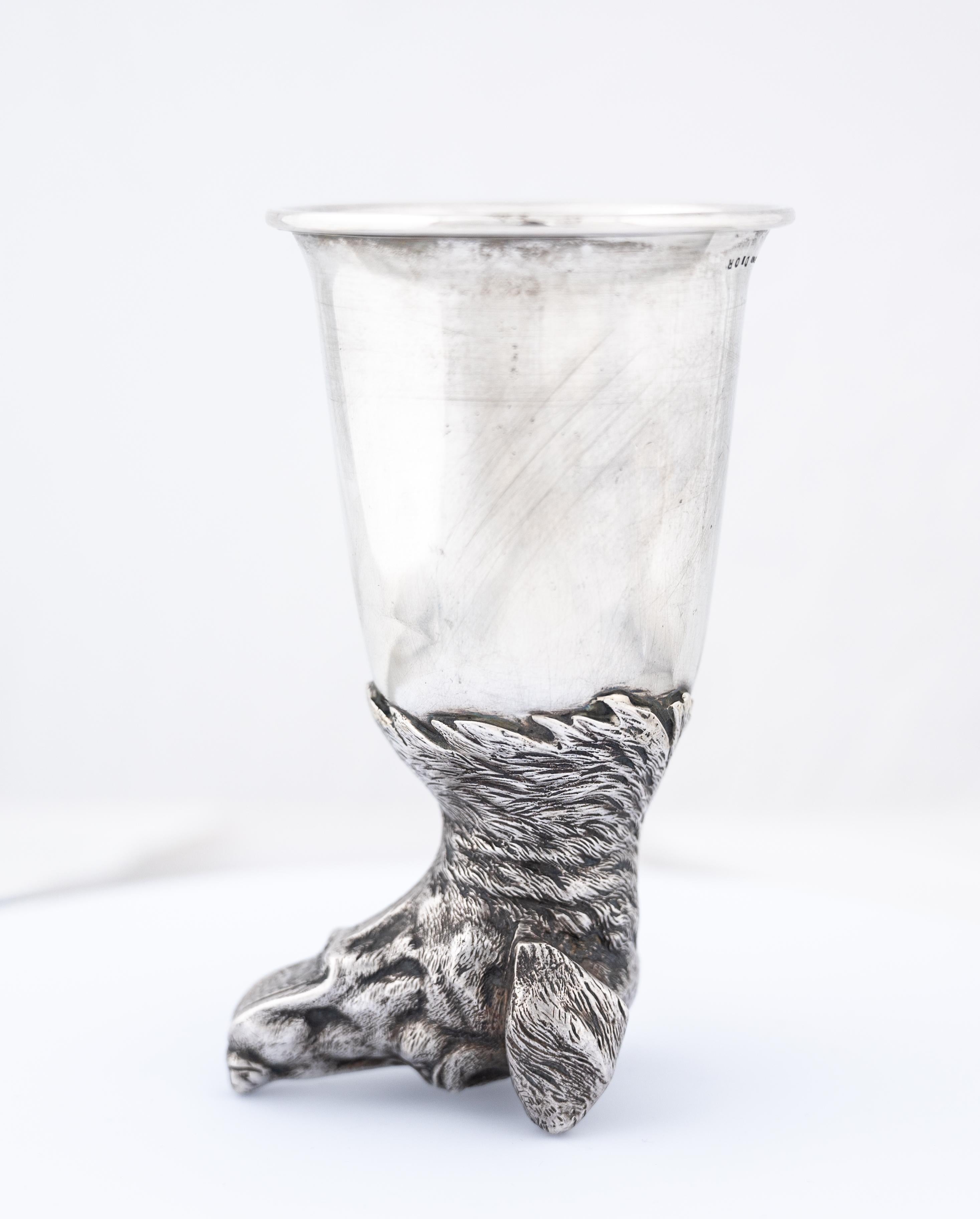 German Silver Hound Stirrup Cup by J. D. Schleissner & Söhne Retailed by Dior For Sale 1