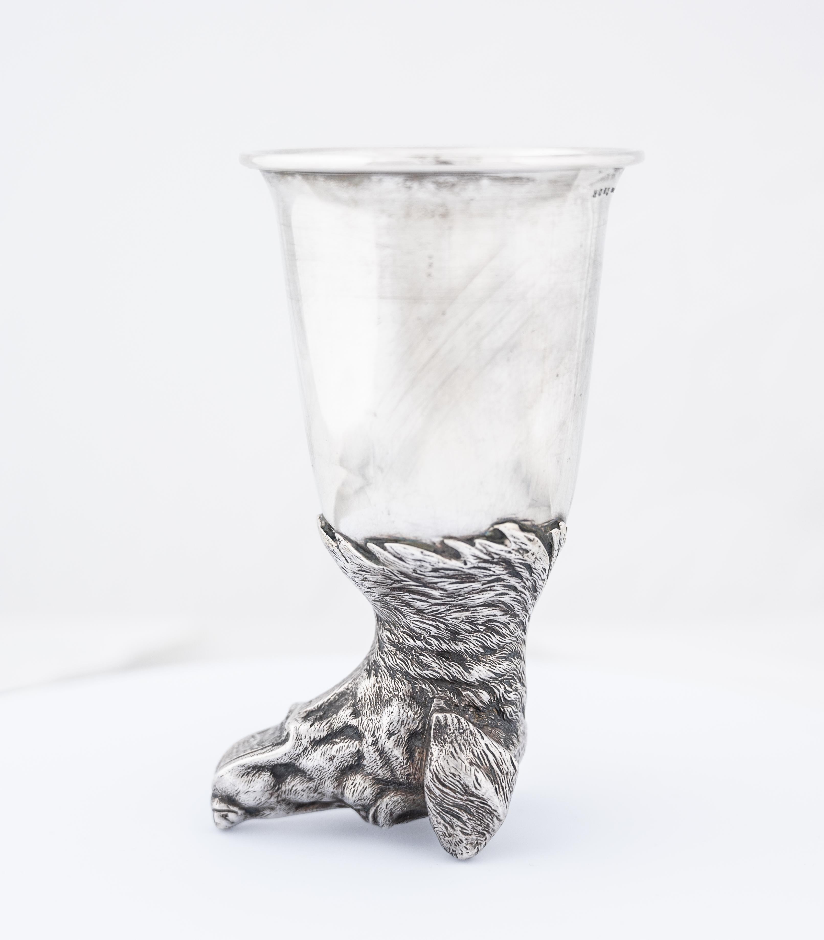 German Silver Hound Stirrup Cup by J. D. Schleissner & Söhne Retailed by Dior For Sale 2