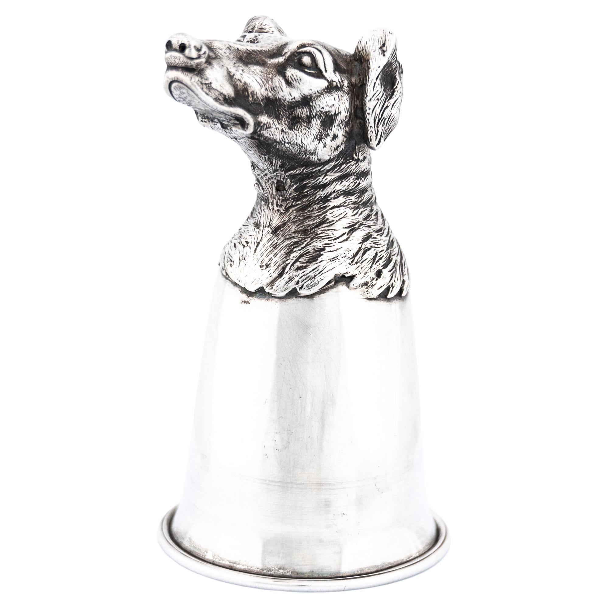 German Silver Hound Stirrup Cup by J. D. Schleissner & Söhne Retailed by Dior For Sale