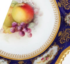 G.H Cole Signed Blue Royal Worcester Fruit Dessert Service