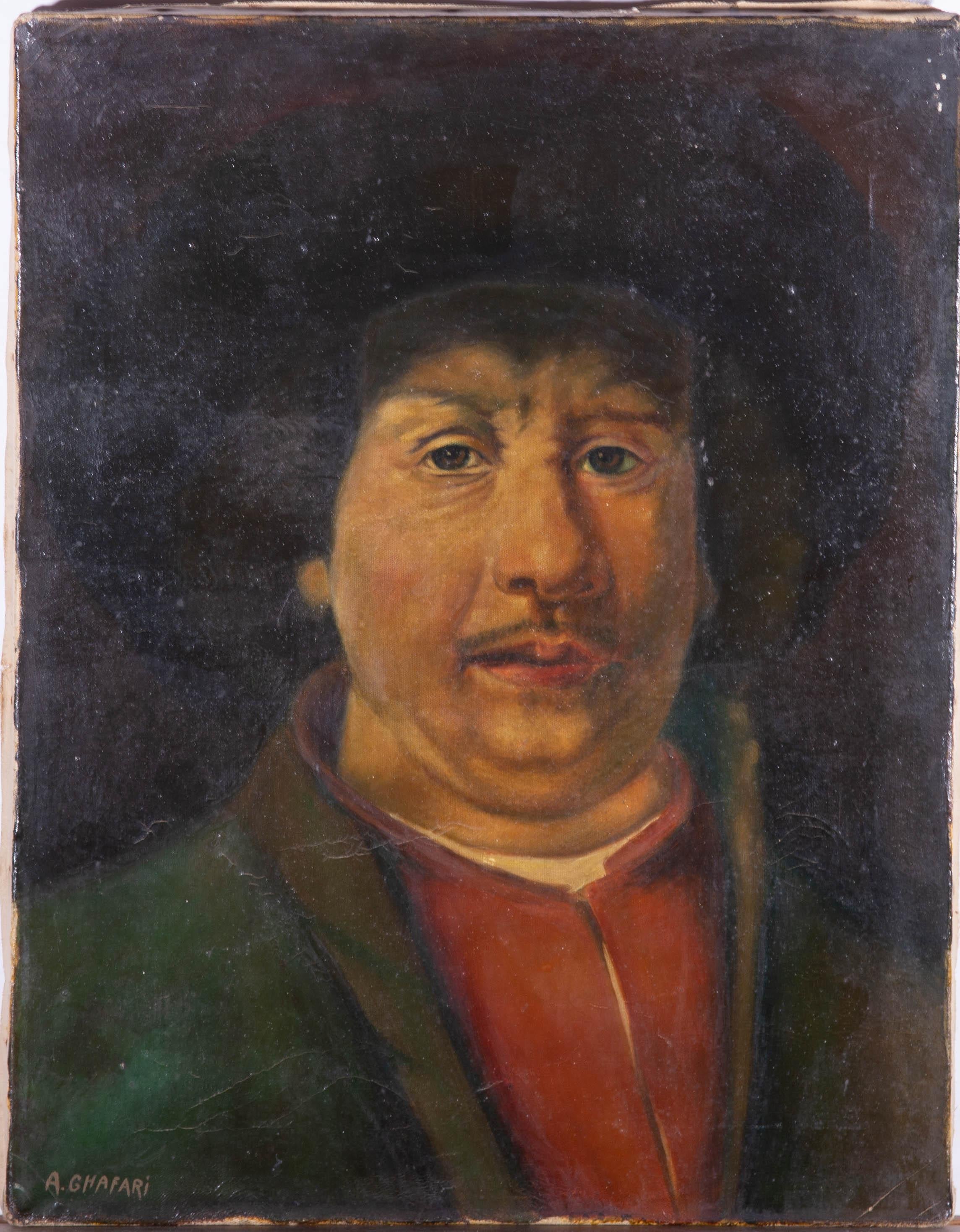 After Rembrandt - Early 20th Century Oil, Self Portrait - Painting by A. Ghafari