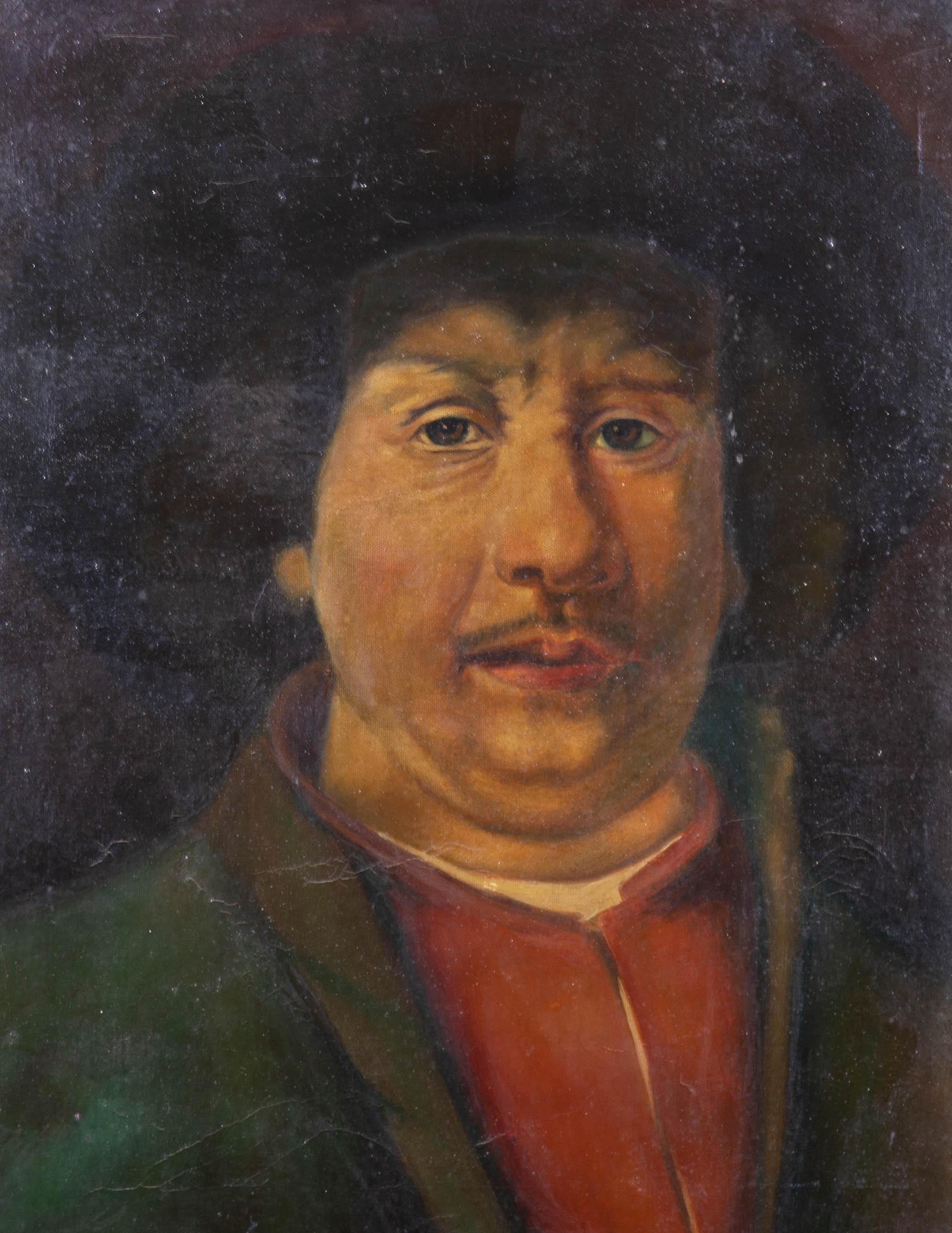A. Ghafari Portrait Painting - After Rembrandt - Early 20th Century Oil, Self Portrait