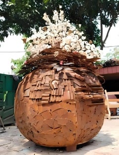 Untitled, Sculpture, Scrap Iron Welding & Conch by Indian Artist "In Stock"