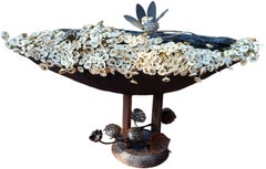 Barco de madera sin título Hierro y flor de caracola y flor de latón Artista indio-In Stock