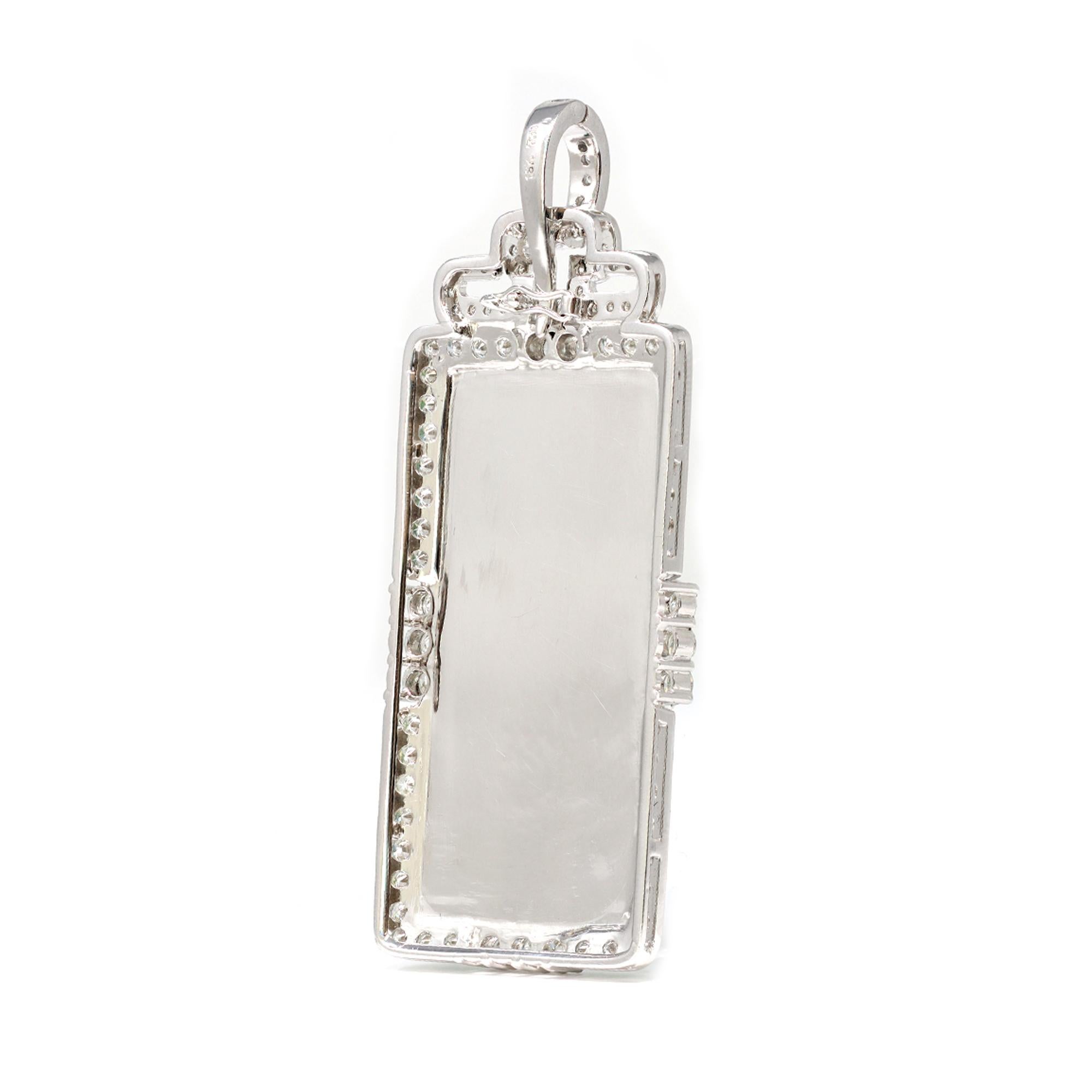 Mixed Cut GIA Carved Jadeite Jade Type A and Diamond Pendant in 18k