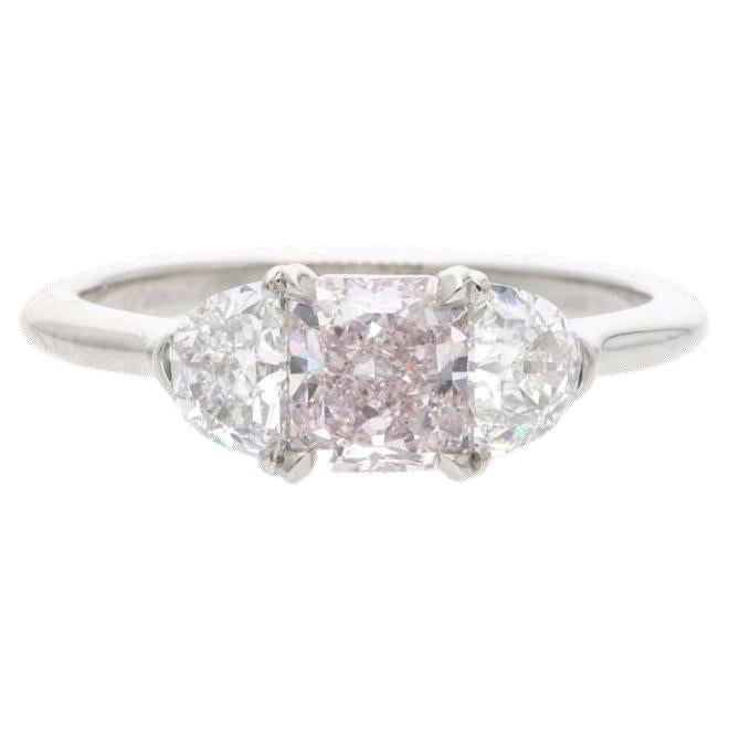 GIA Certified 0.75Ct Platinum and Fancy Pink Diamond Ring  For Sale