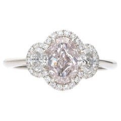 GIA zertifiziert 1,01ct Platin und Oval Cut Light Pink Diamond Ring 