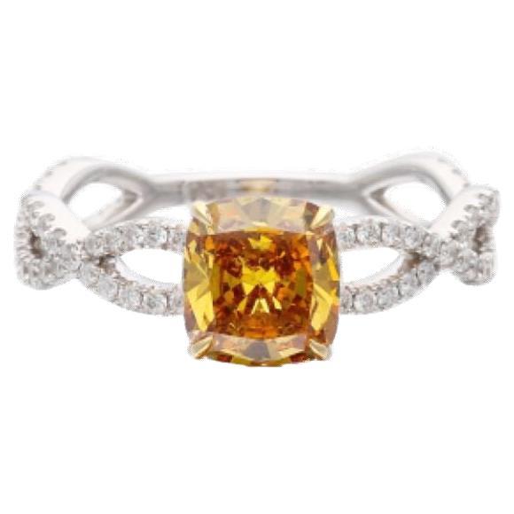GIA Certified 1.16 Cts Gold Fancy Deep Yellow Orange Diamond Ring  For Sale