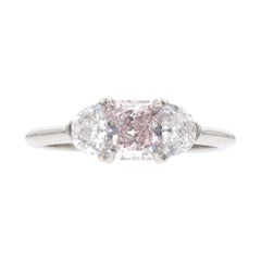GIA Certified 0.75Ct Platinum and Fancy Pink Diamond Ring