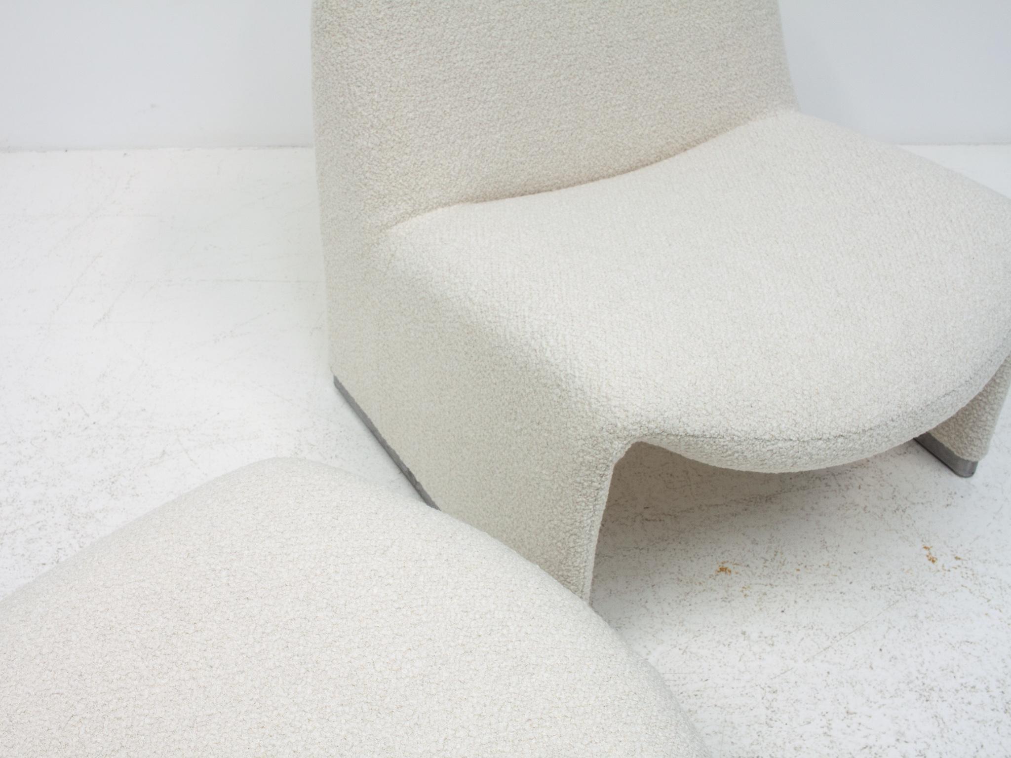 Mid-Century Modern Giancarlo Piretti Alky Chairs In Yarn Collective bouclé *Personnalisable* en vente