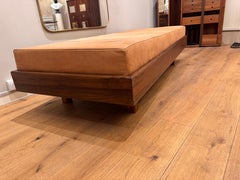 A Gianfranco frattini leather & wood day bed