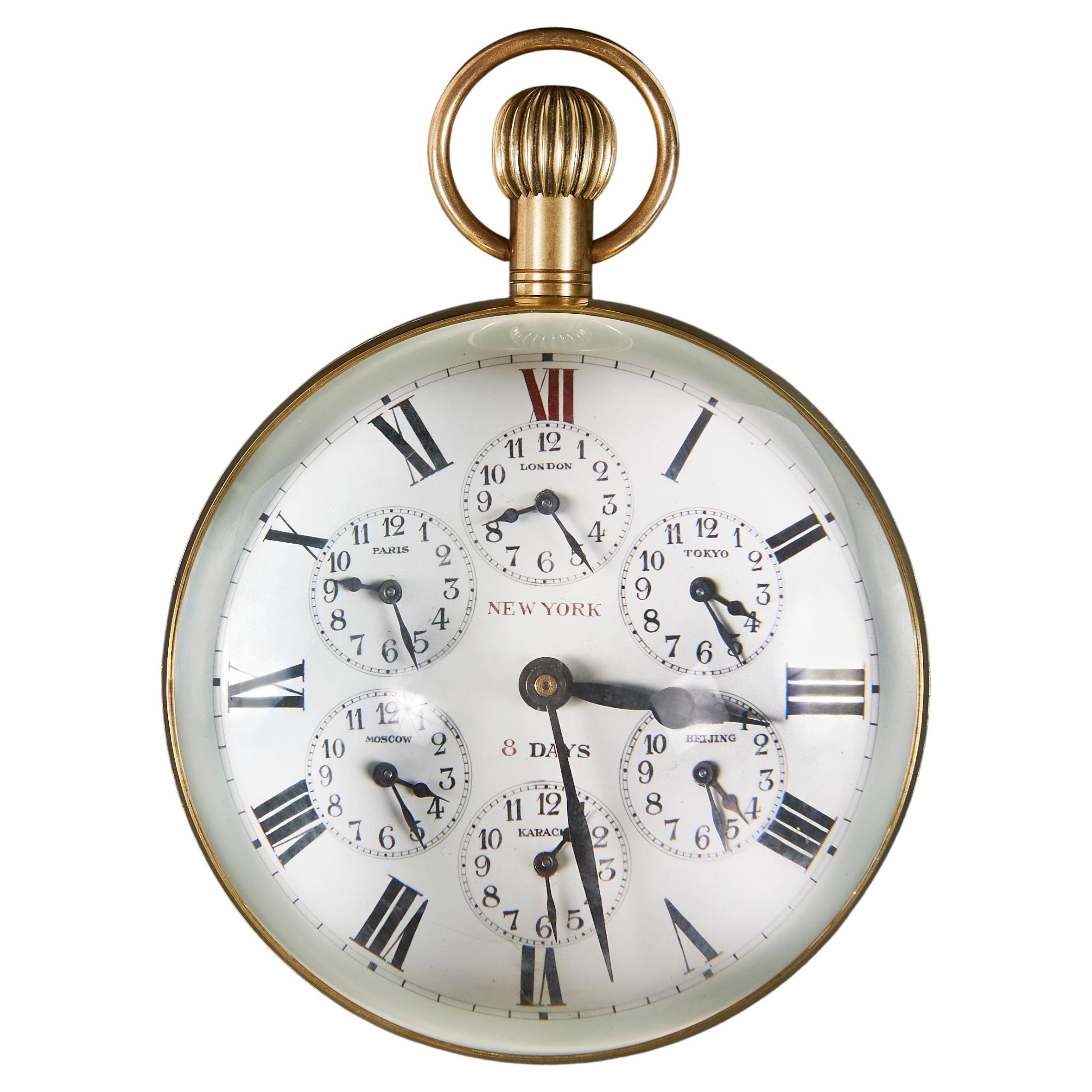 Giant Brass and Glass World Time Ball Desk Clock For Sale