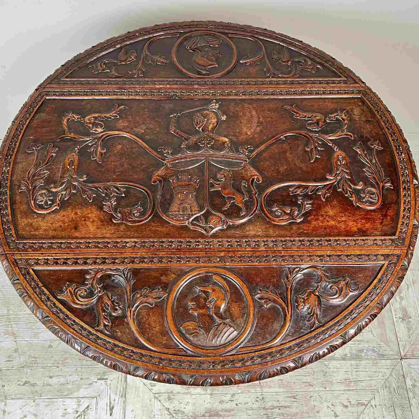 A Gibraltarian Carved Drop Leaf Bobbin Table For Sale 1