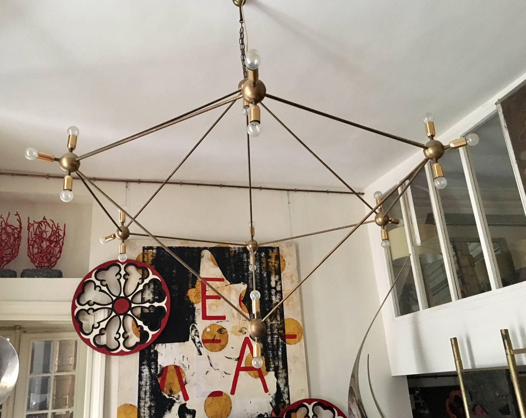 Italian Gigantic Chandelier, Asymmetrical Pentagonal Shaped For Sale