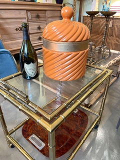 A gigantic Italian 1970s glazed ceramic and brass ice bucket by Tommaso Barbi