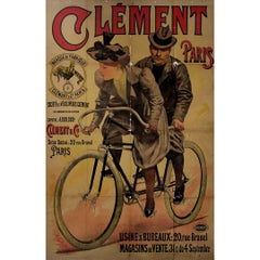 Circa 1895 original vintage poster by A. Gilbert - Clément & Cie french bicycle