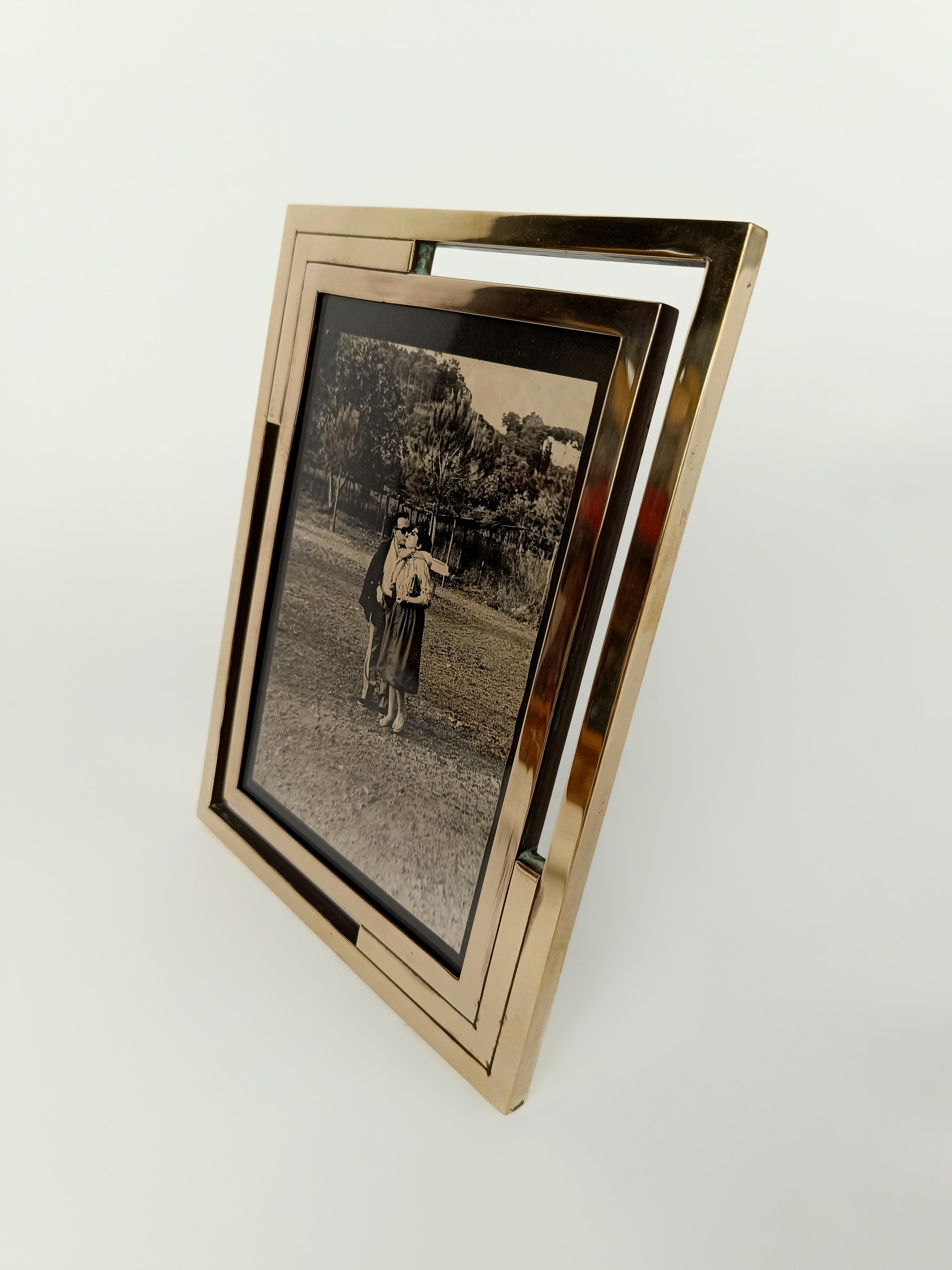 Gilded Brass Midcentury Picture Photo Frame in the Style of Romeo Rega, Italy 5