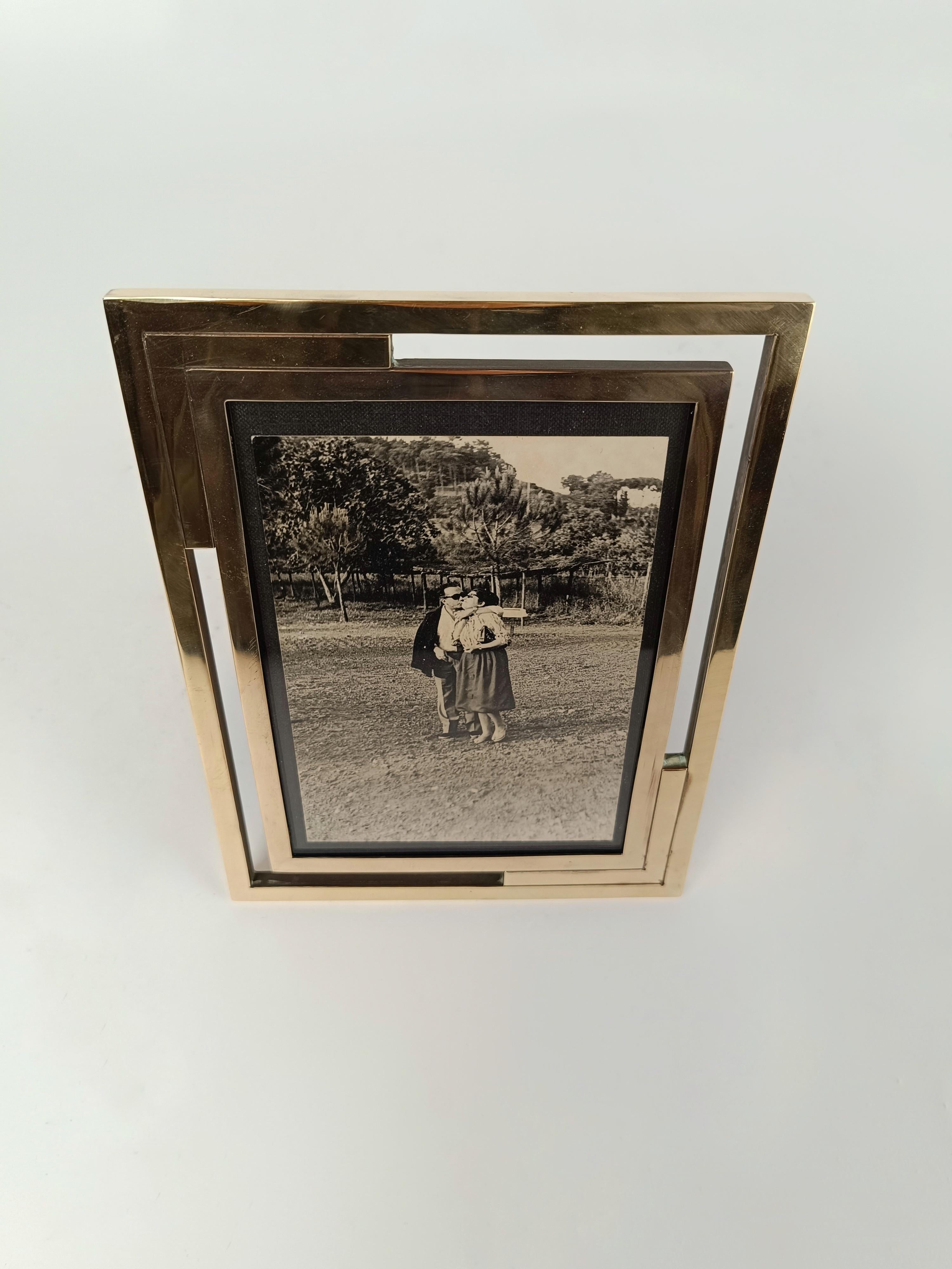 Gilded Brass Midcentury Picture Photo Frame in the Style of Romeo Rega, Italy 10