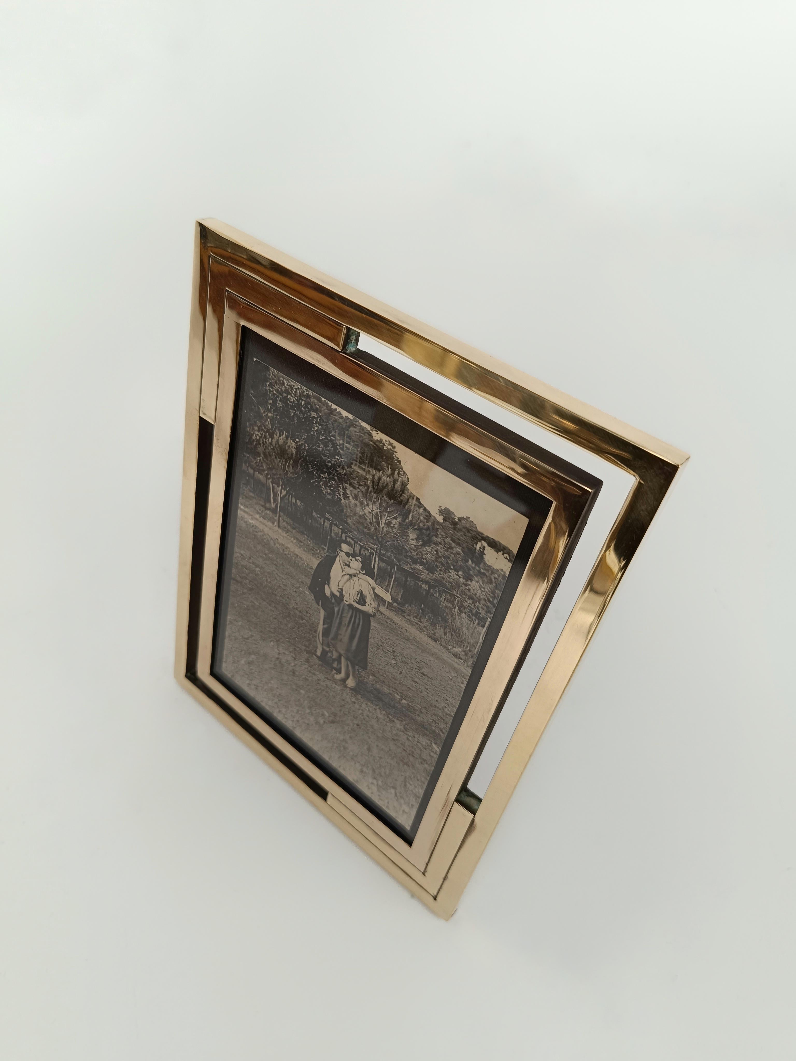 Gilded Brass Midcentury Picture Photo Frame in the Style of Romeo Rega, Italy 11