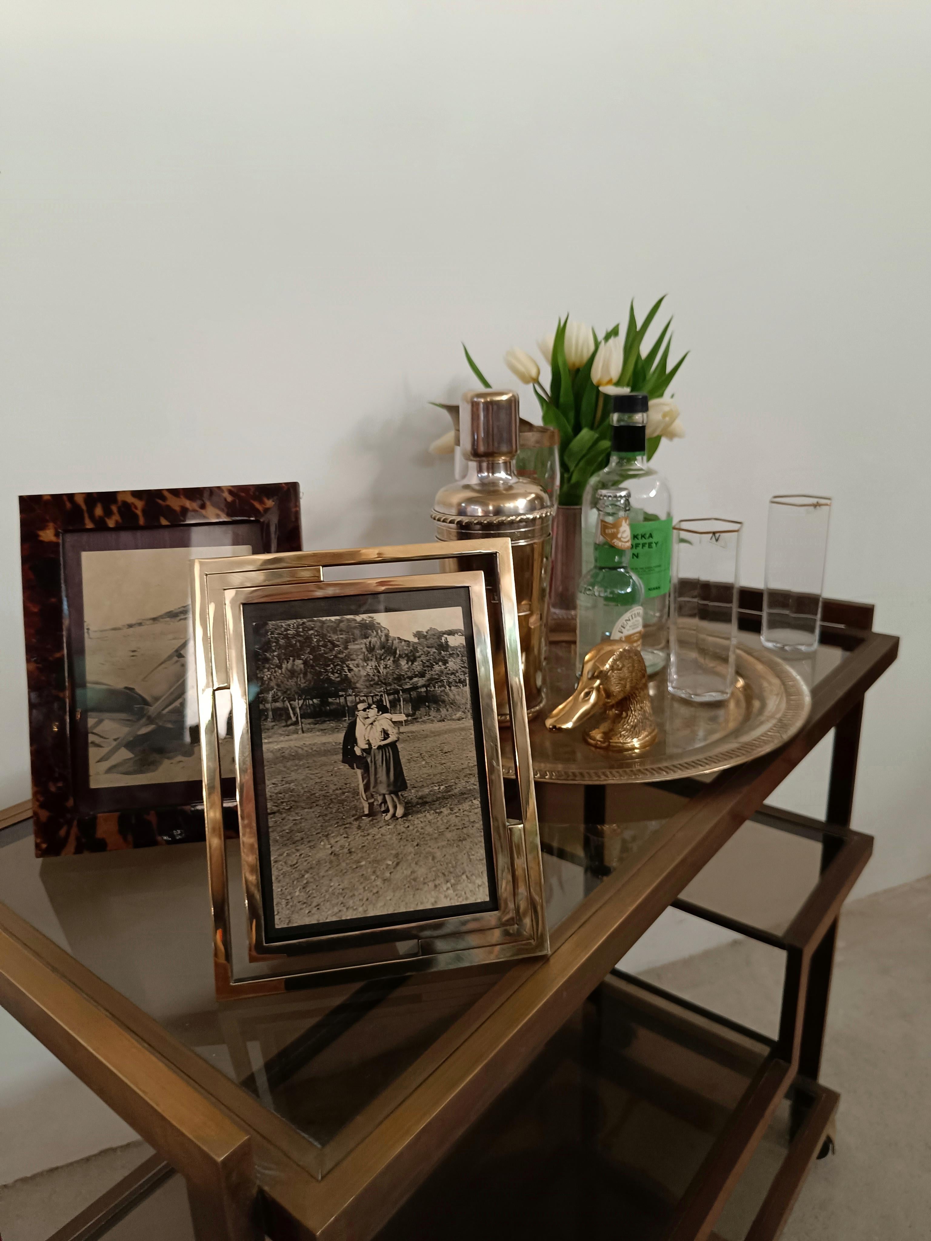 Italian Gilded Brass Midcentury Picture Photo Frame in the Style of Romeo Rega, Italy