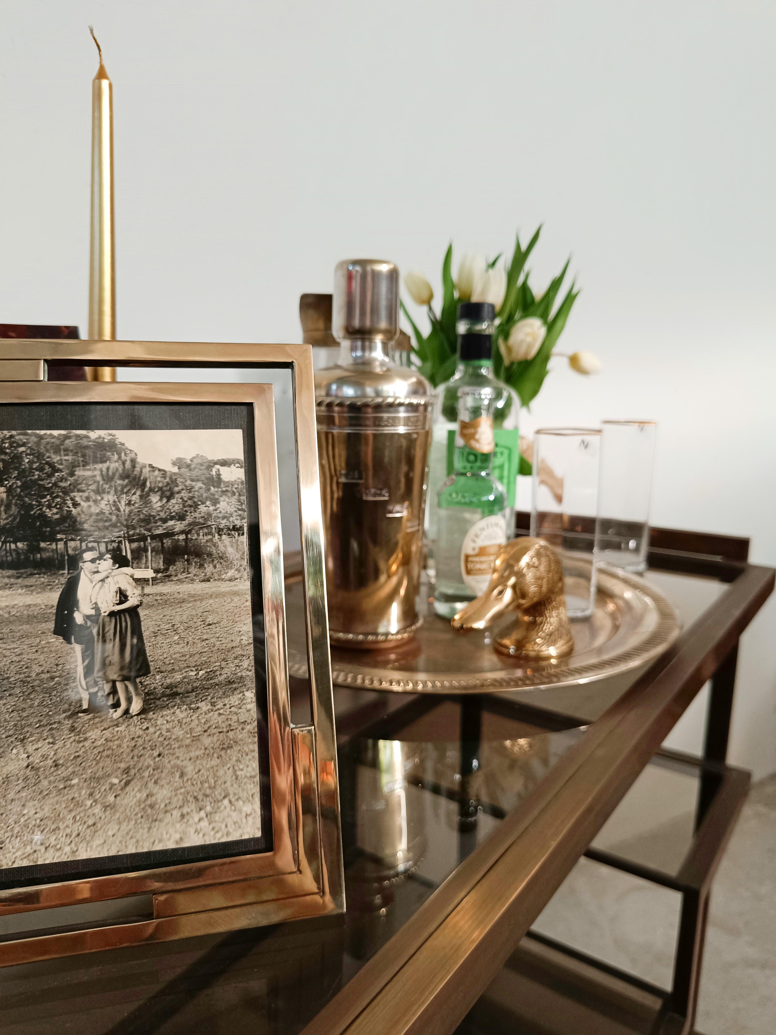 Late 20th Century Gilded Brass Midcentury Picture Photo Frame in the Style of Romeo Rega, Italy