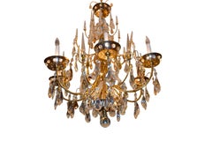Bagues Style Gilded Metal and Crystal Chandelier
