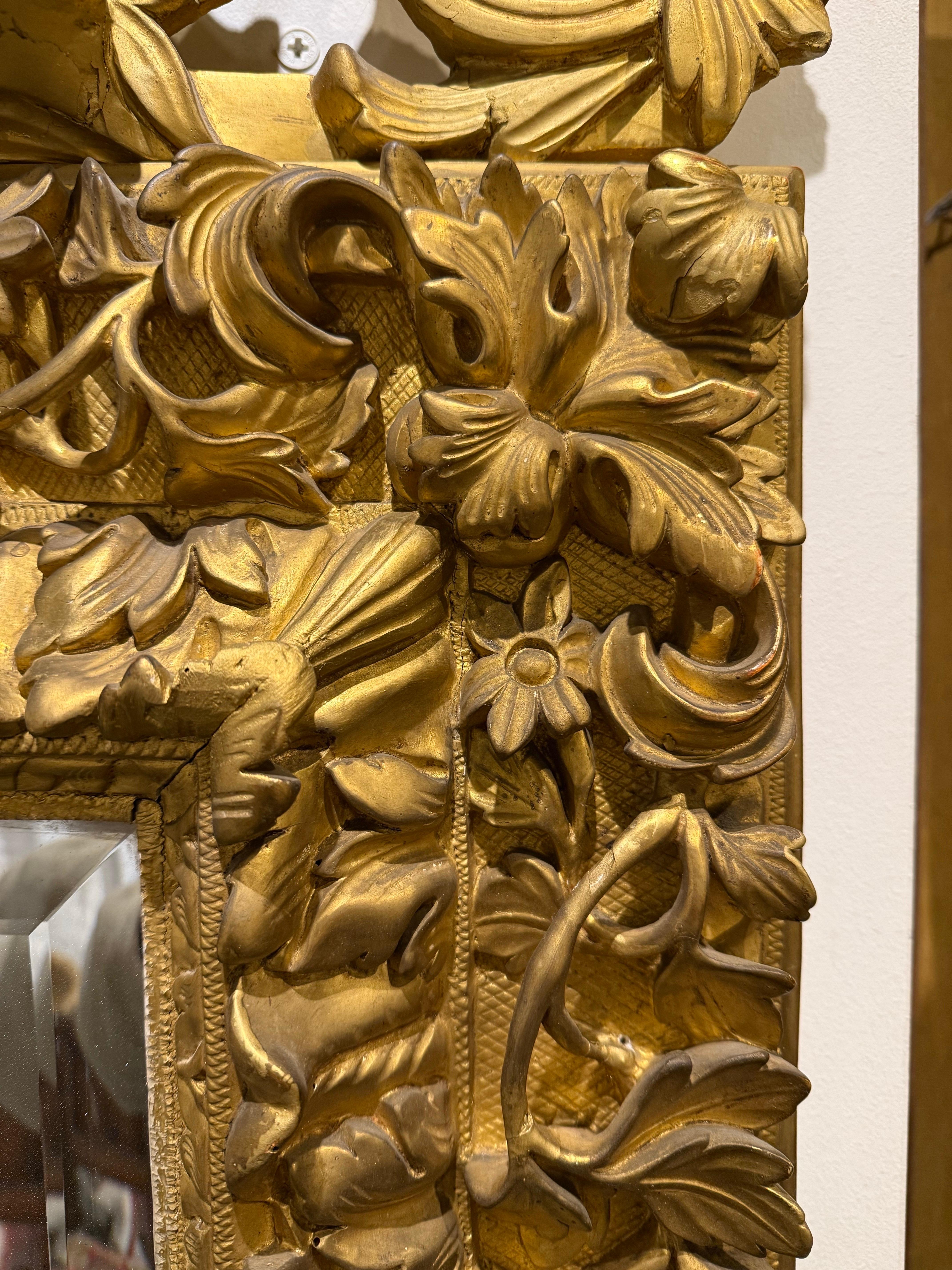 XIXe siècle A Gilded Mirror with Three Cherubs, 19th Century en vente