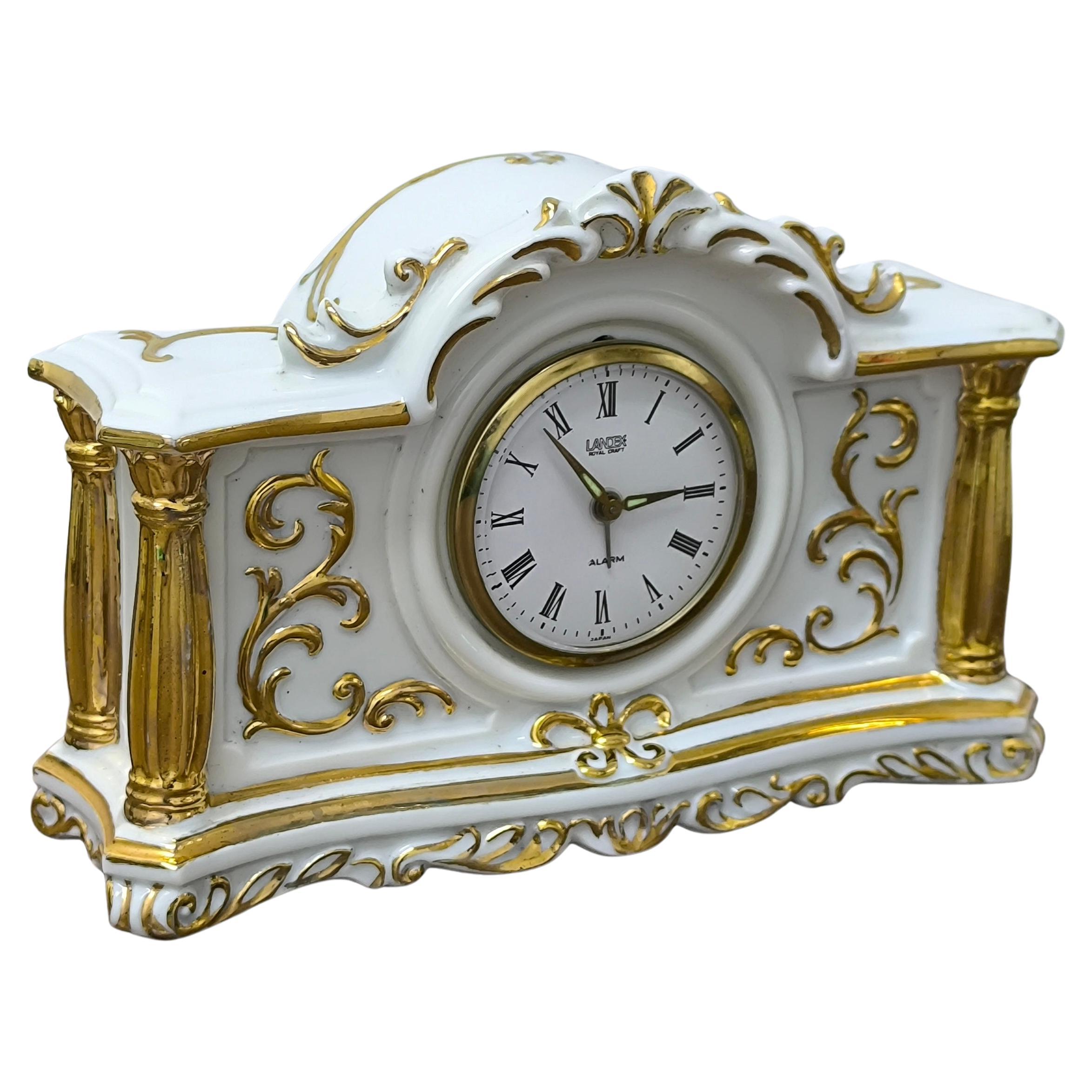 A Gilded Whisper of Time - Vintage LANDEX Mantel Clock with Classical Flourish