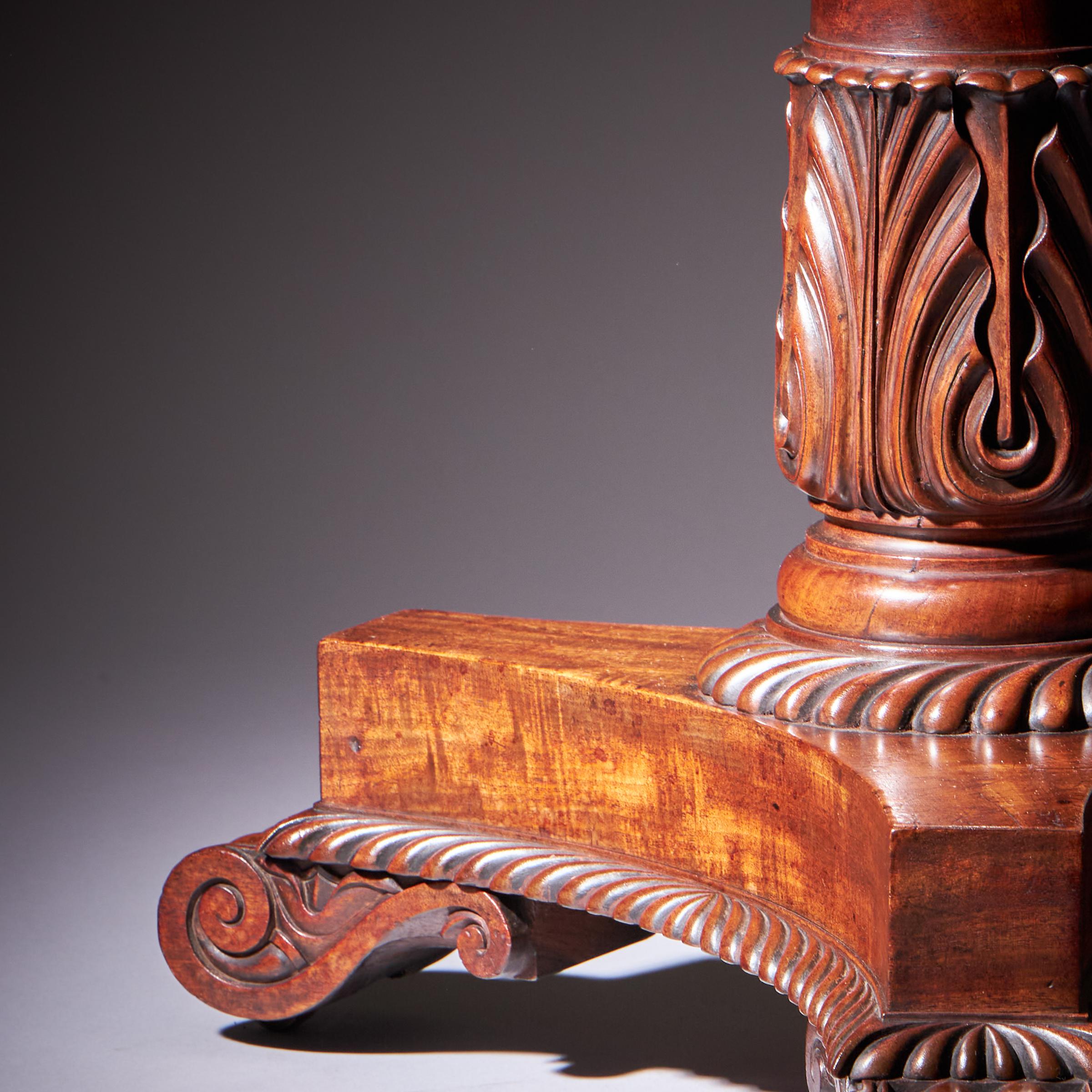 Malachite Table en acajou sculpté Gillows George IV Regency Grand Tour Specimen Marble Table en vente