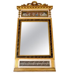 A Gilt and Painted Wood Gustavian Mirror