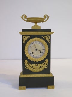 Gilt and Patinated Bronze French Empire Mantel Clock