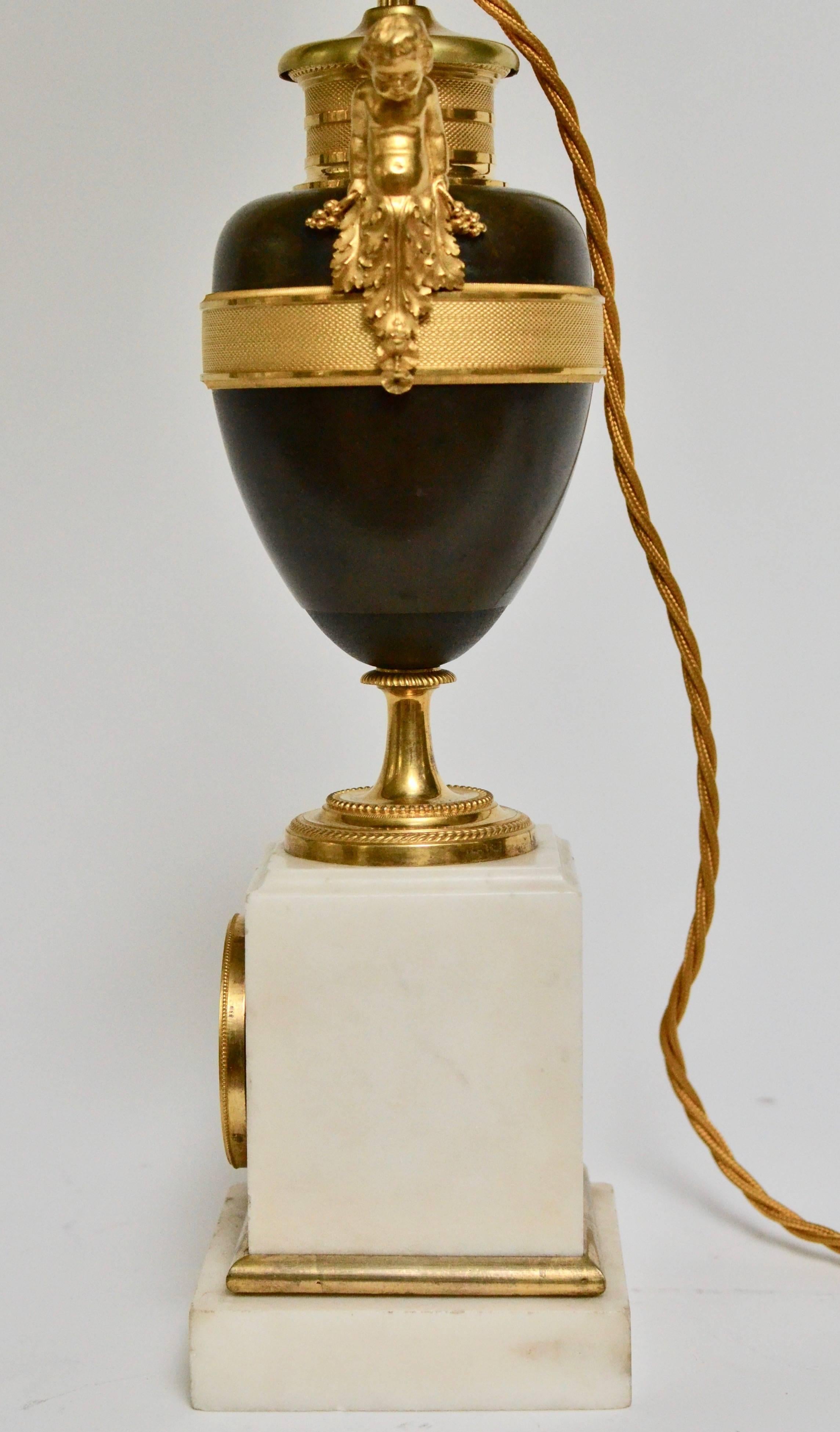 French Empire Bronze Urn with a Miniature of Empress Josephine Mounted As a Lamp