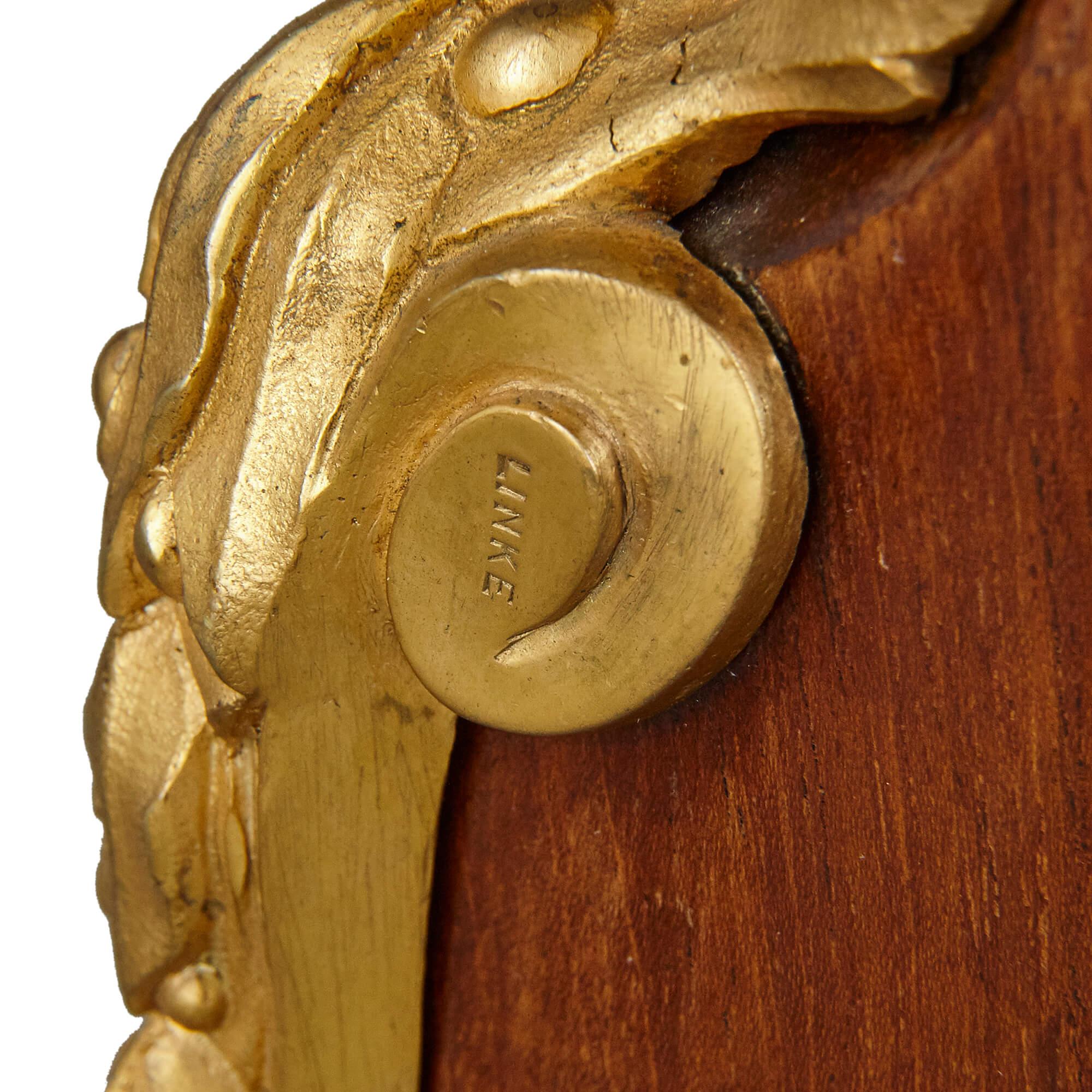 Gilt-Bronze and Mahogany Bois Satine Vitrine Table by Francois Linke For Sale 4